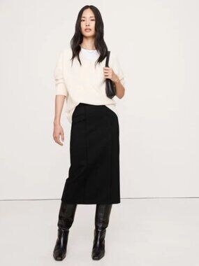 Banana Republic Classic Ponte Black Midi Pencil Skirt